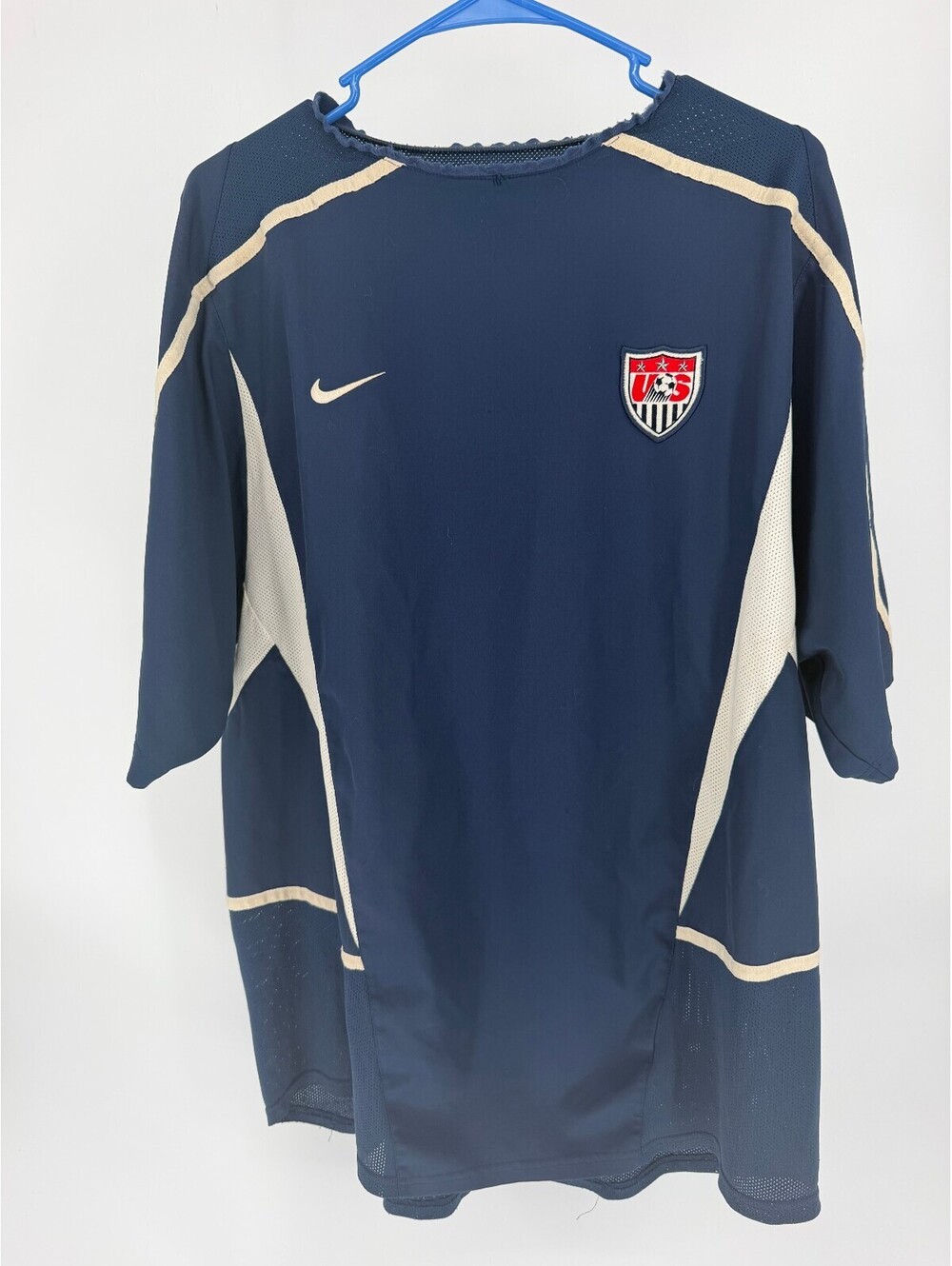 Nike USA Soccer Training Jersey Navy Blue Mesh Short Sleeve Size Unknown